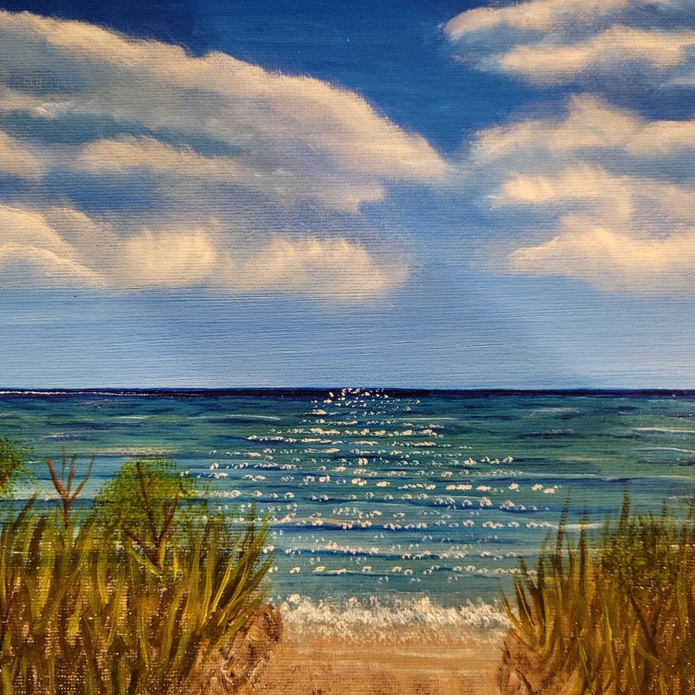 Seascape Pathway to Beach Oil Painting - Picture 3 of 3
